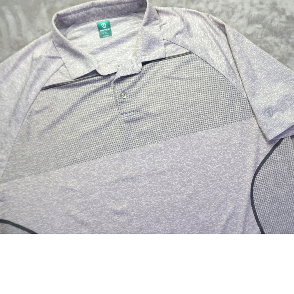 Pro Tour Men's XXL Gray Heather Mesh Panel Performance Golf‎ Polo Shirt SS